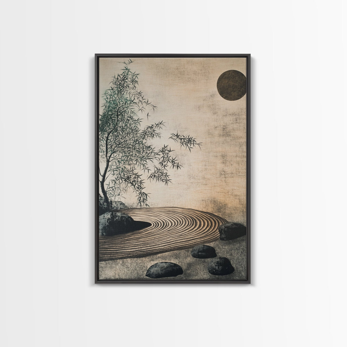 Zen Bamboo Garden Canvas Print Wabi Sabi Wall Art Minimalist Zen Inspired Artwork Rustic Decor Above Couch Wall Art Bedroom Art
