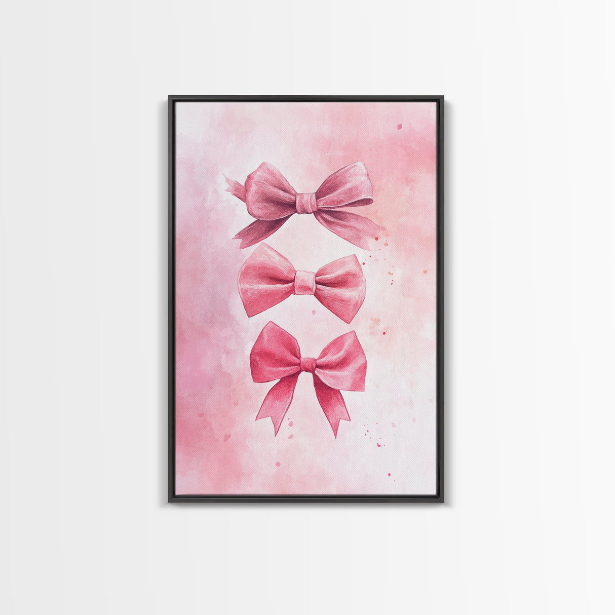 Pink Ribbon Trio Canvas Print, Feminine Wall Art, Light Pink Wall Art, Gift Idea for Her, Whimsical Art, Minimalist Art, Bedroom Wall Decor