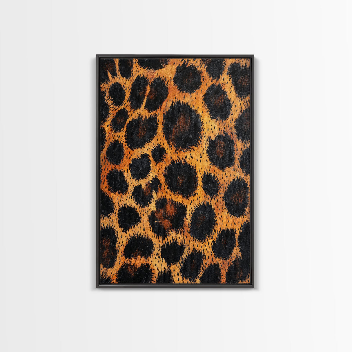 Leopard Wall Art Framed Canvas Print, Animal Print Rustic Decor, Bedroom Art, Skinny Tall Wall Art, Farmhouse Living Room Art