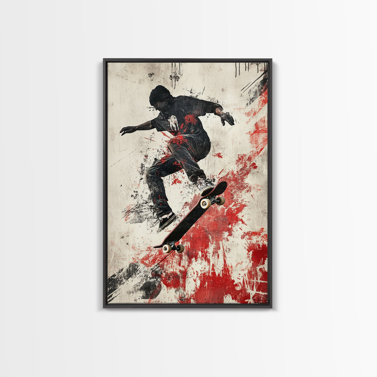 Energetic Skater Canvas Print with Urban Graffiti Wall Art and Bold Street Style Decor, Perfect for Living Room Accent Walls