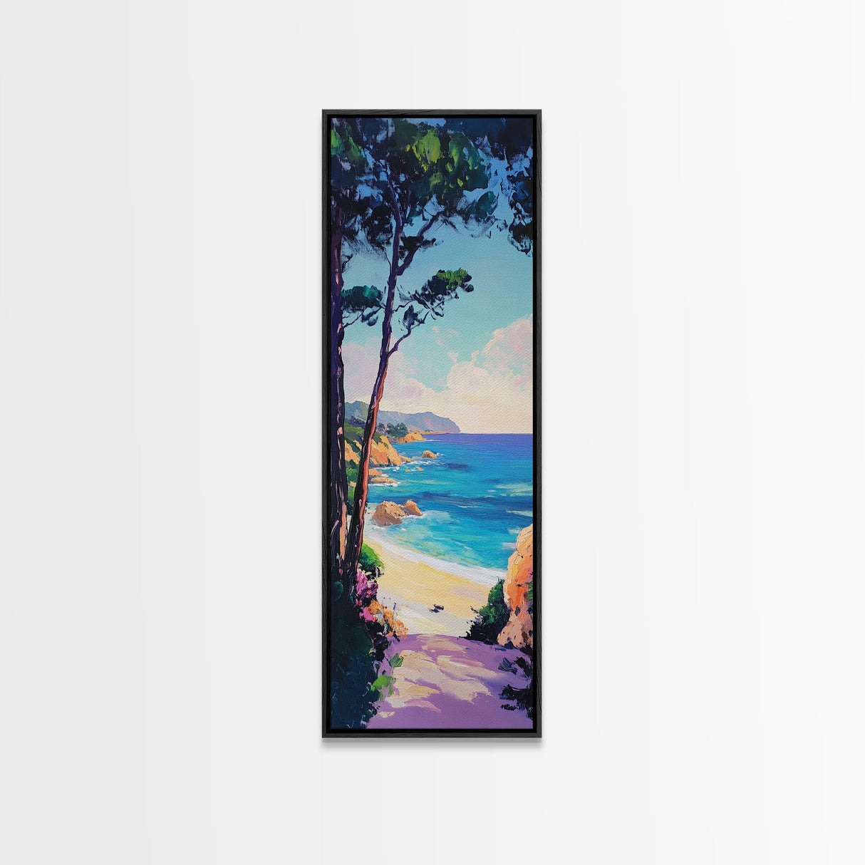 Coastal Cliffs, Nautical Wall Art, Coastal Decor, Ocean Painting, California Poppy Art, Seascape Painting, Canvas Print