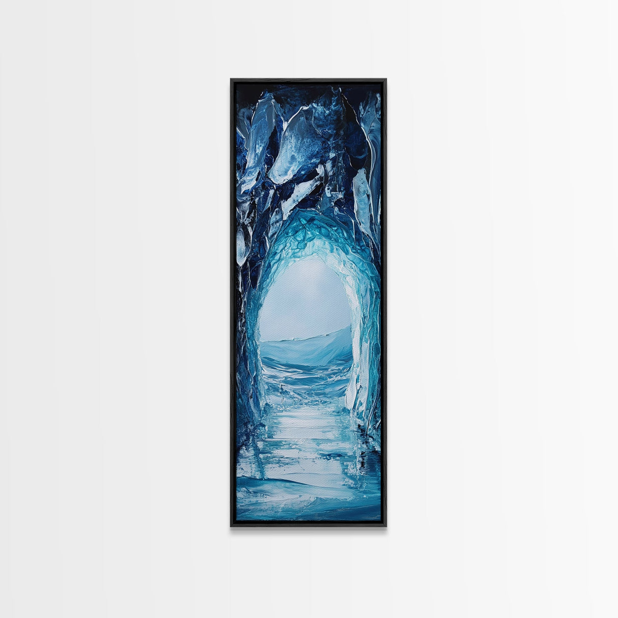 Ice Cave, Seascape Painting, Nautical Decor, Coastal Landscape Art, Blue and Green Wall Art, Abstract Art, Framed Canvas Print
