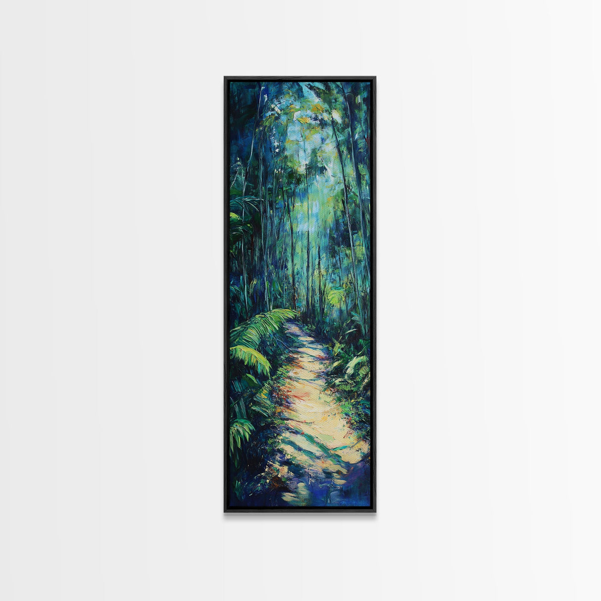 Jungle Pathway, Forest Painting, Moody Art, Botanical Prints, Nature Wall Art, Above Sofa Art, Tall Narrow Art, Canvas Print
