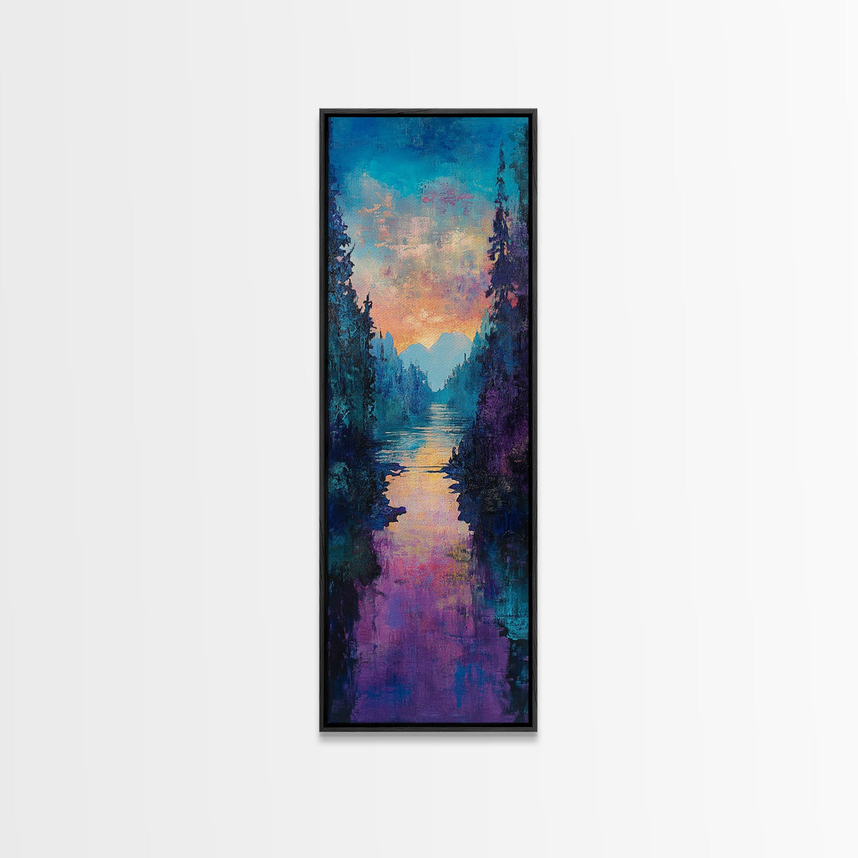 Twilight Mountain, smoky mountain art, pine tree art, framed canvas print, moody art, landscape painting, above bed wall art