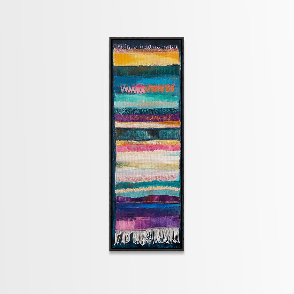 Textile Abstract, Colorful Patterns, Woven Design, Framed Canvas Print, Moroccan wall art, geometric wall art, boho art, vibrant art