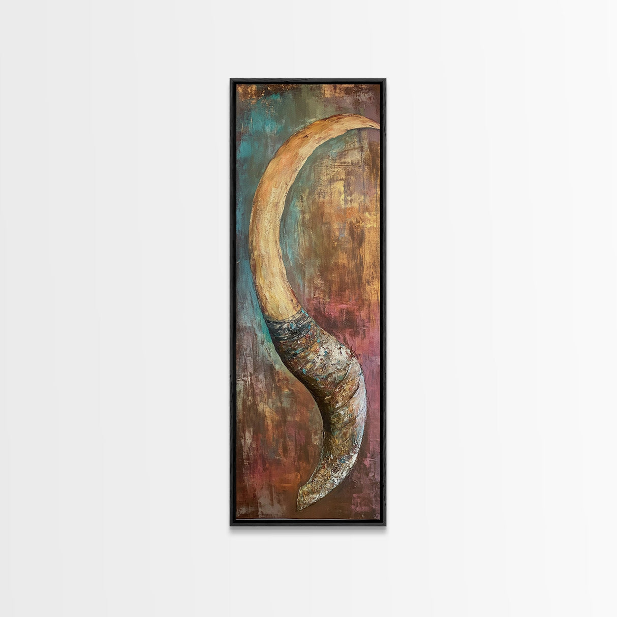 Rustic Horn, Earthy Tones, Abstract Nature, Canvas Print, southwest wall art, rustic wall art, boho art, wabi sabi art
