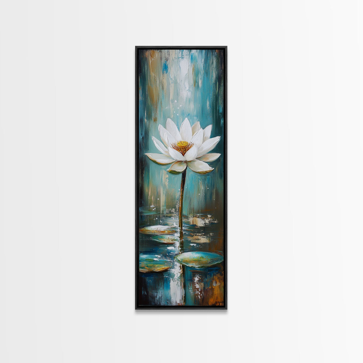 White Lotus, zen wall art, botanical prints, yoga art, teal wall art, sacred geometry wall art, framed canvas print, minimalist art