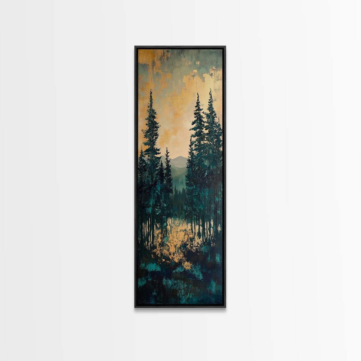 Forest Landscape, moody art, pine tree art, forest at dusk painting, mountain painting, rustic wall art, framed canvas print