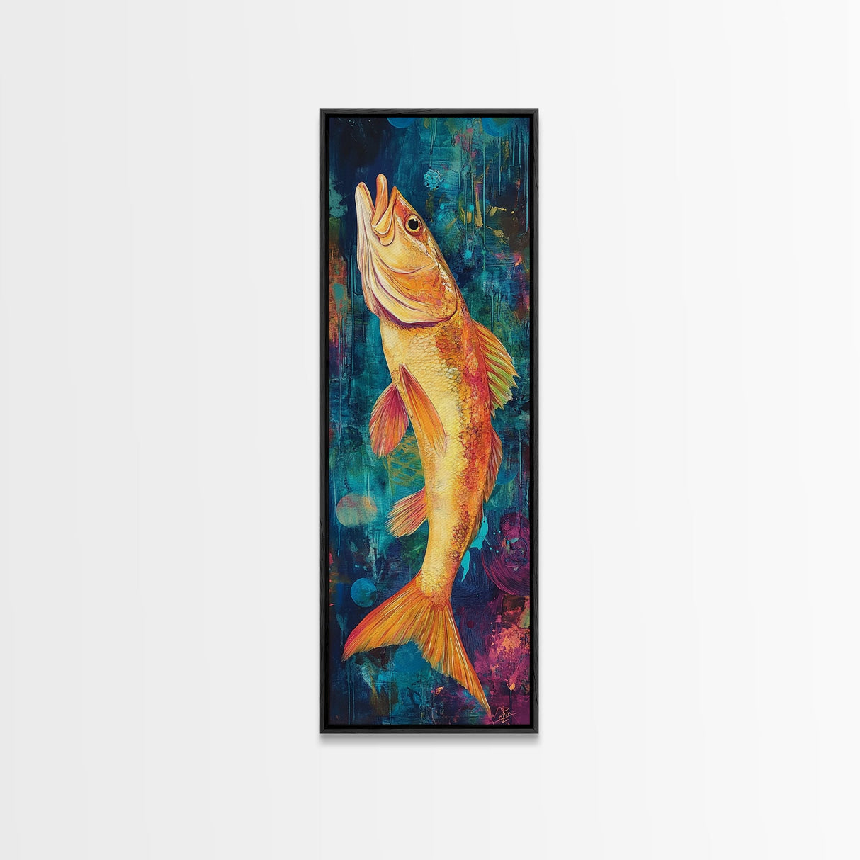 Vibrant, Fish Painting, Framed Canvas Print, koi fish painting, nautical painting, fly fishing art, coastal wall art, rustic decor, unique gift idea