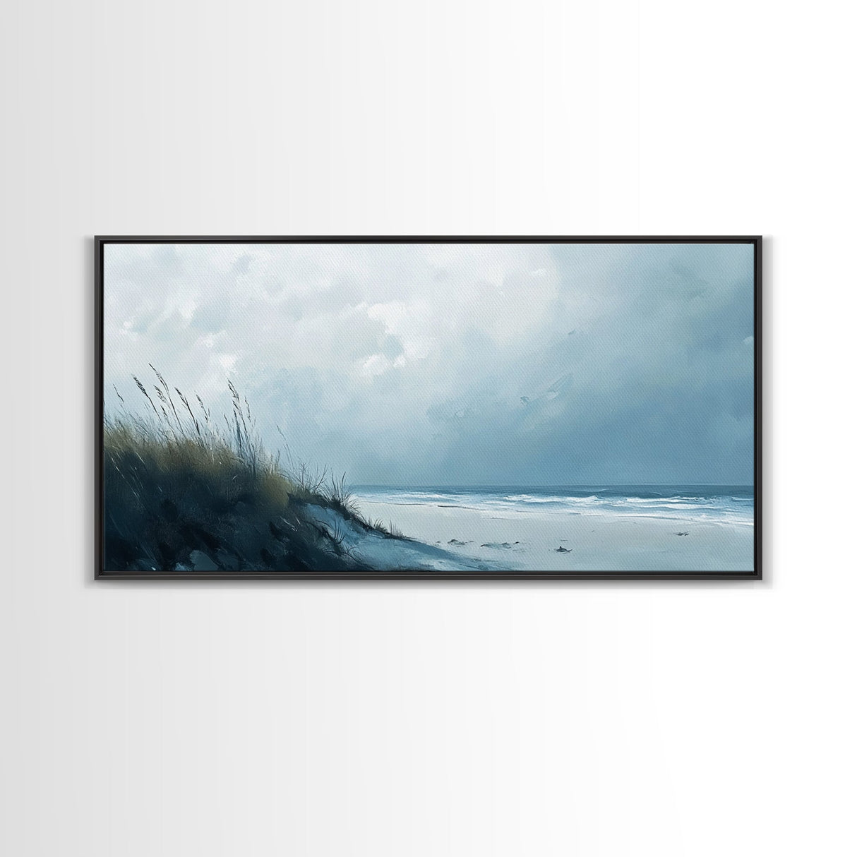 Seascape painting, coastal wall art, framed canvas print, beach painting, nautical decor, extra wide art, panoramic wall art