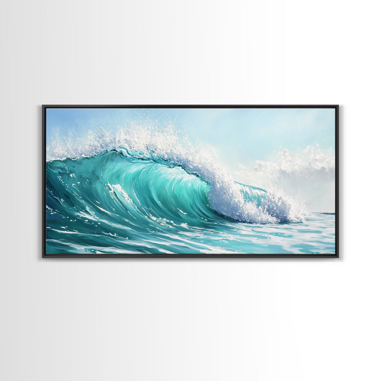 Ocean Wave, seascape painting, surf wall art, nautical decor, blue and green wall art, coastal landscape art, Canvas Print