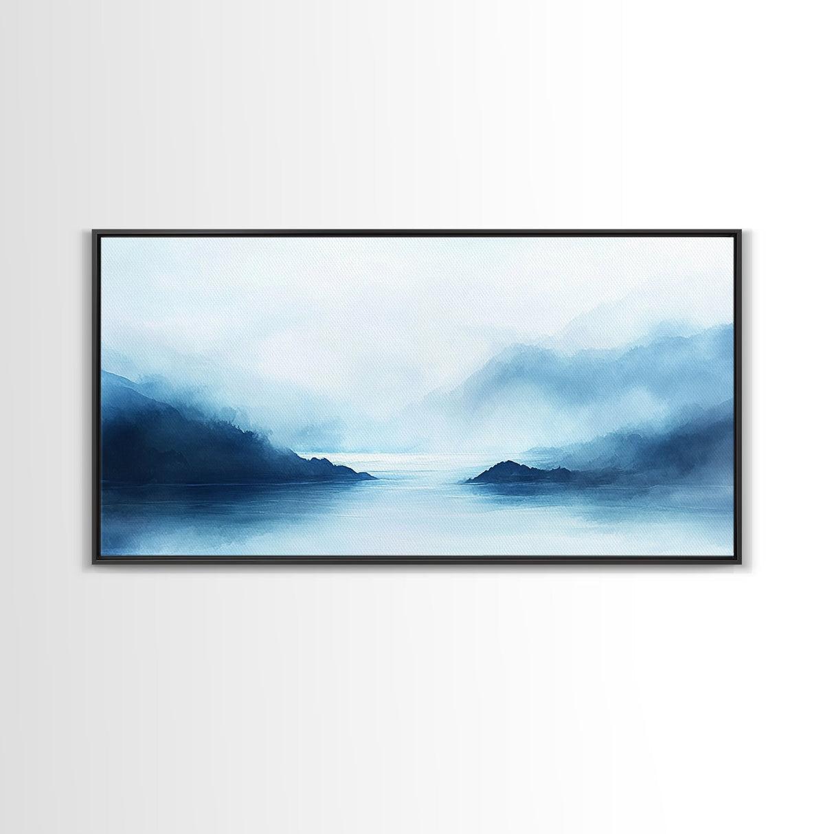 Misty Mountains, Moody Landscape, Lake Tahoe Art, Wabi Sabi Art, Extra Wide Wall Art, Coastal Wall Art, Canvas Print, Bedroom Art