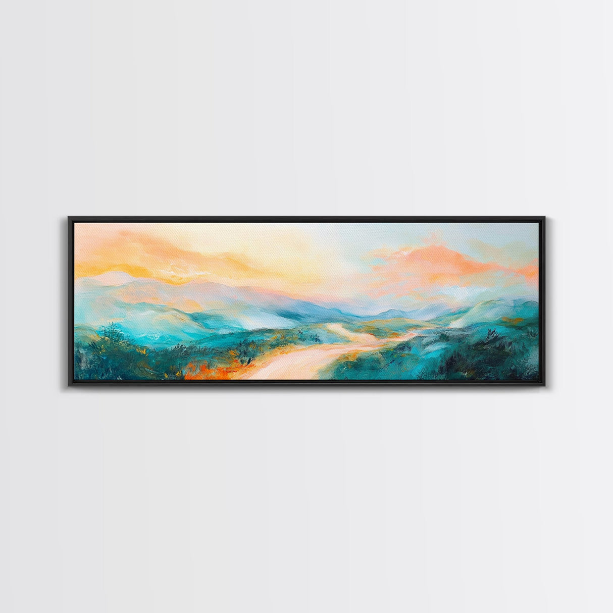 Pastel Sunset Landscape Canvas Print Mountain Wall Art, Serene Home Decor, Nature Painting, Bedroom Artwork, Minimalist Wall Decor