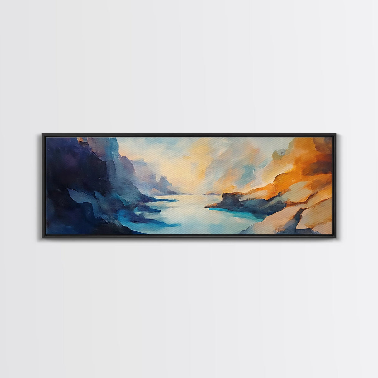 Print Ethereal Canyon Painting Misty River Landscape Wall Art Dreamy Nature Artwork Tranquil Modern Decor Bedroom