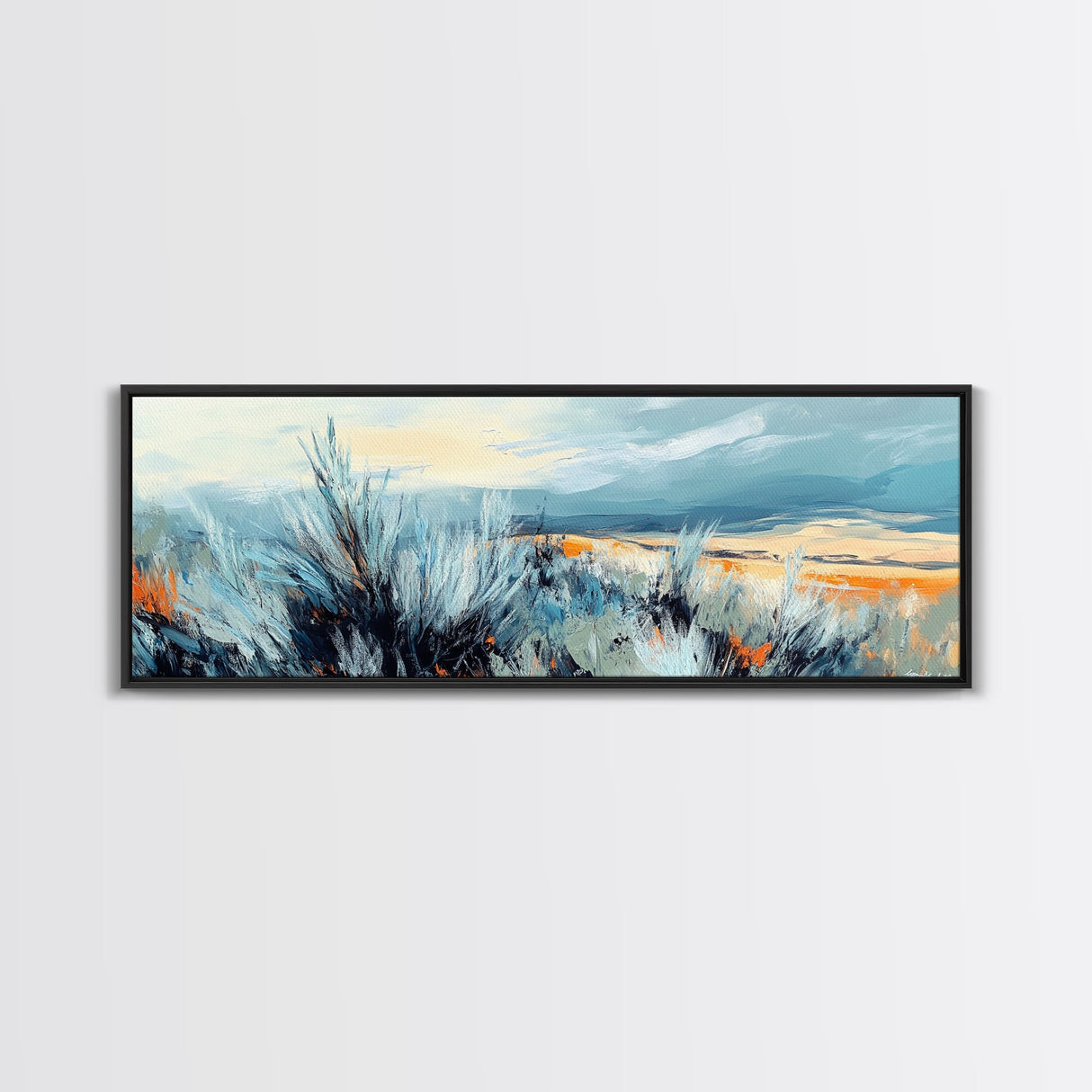 Wild Prairie Landscape Framed Canvas Print Rustic Nature Art, Modern Country Wall Decor, Warm Earth Tone Painting, Farmhouse Style
