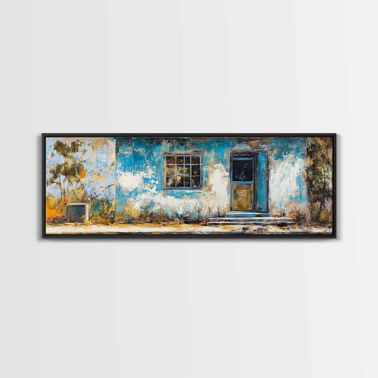 Weathered House Framed Canvas Print Rustic Wall Art, Home Decor, Old Building Painting, Shabby Chic Artwork, Farmhouse Aesthetic