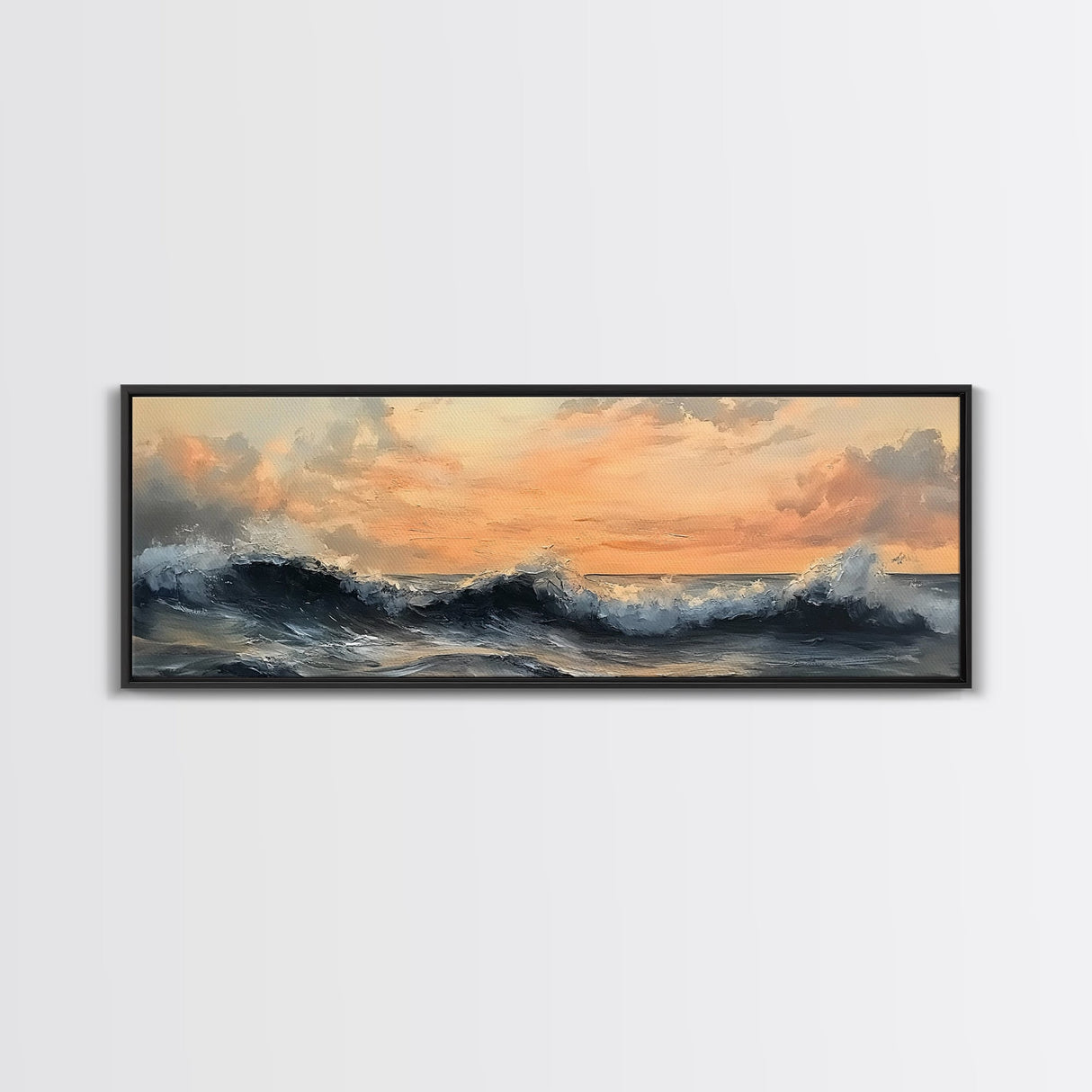 Stormy Ocean, Dramatic Sea Painting, Moody Coastal Wall Art, Nautical Decor, Canvas Print, Sunset Waves, Living Room Artwork