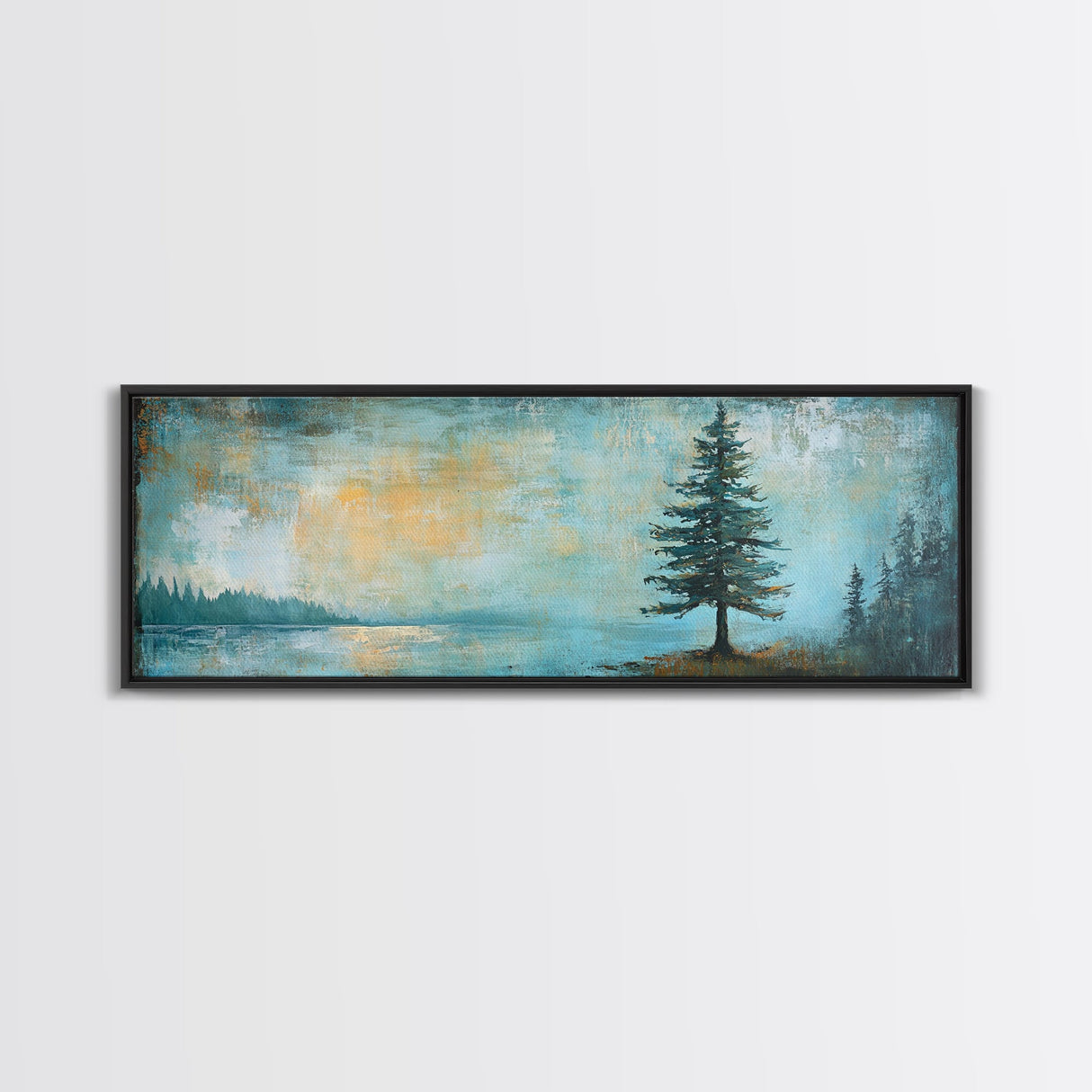 Solitary Tree, Abstract Nature, Textured Painting, Framed Canvas Print, Rustic Wall Art, Cozy Cabin Decor, Office Wall Decor