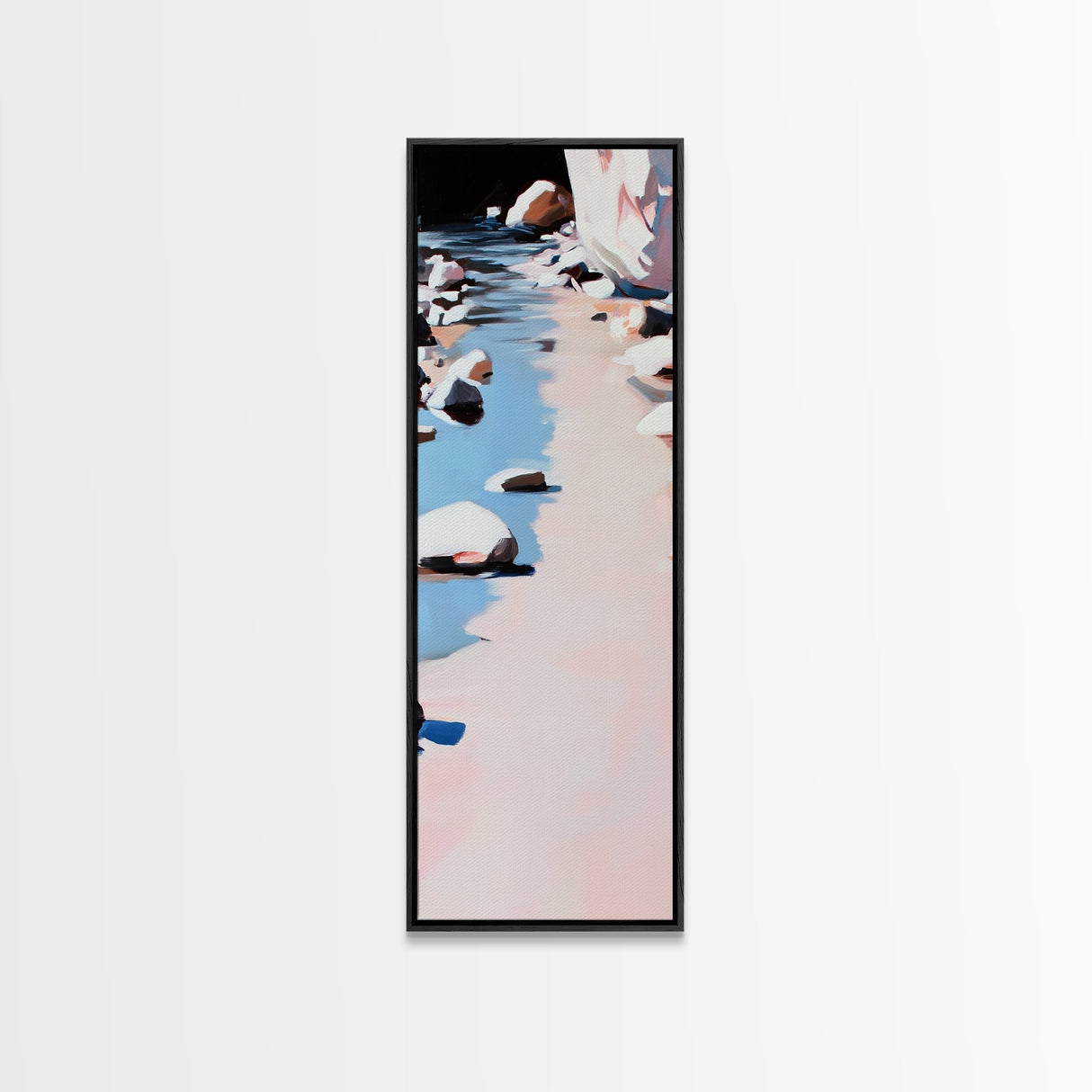 River Rocks, Tranquil Water, Nature Scene, Canvas Print, Zen Wall Art, Neutral Home Decor, Modern Minimalist, Office Wall Aesthetic