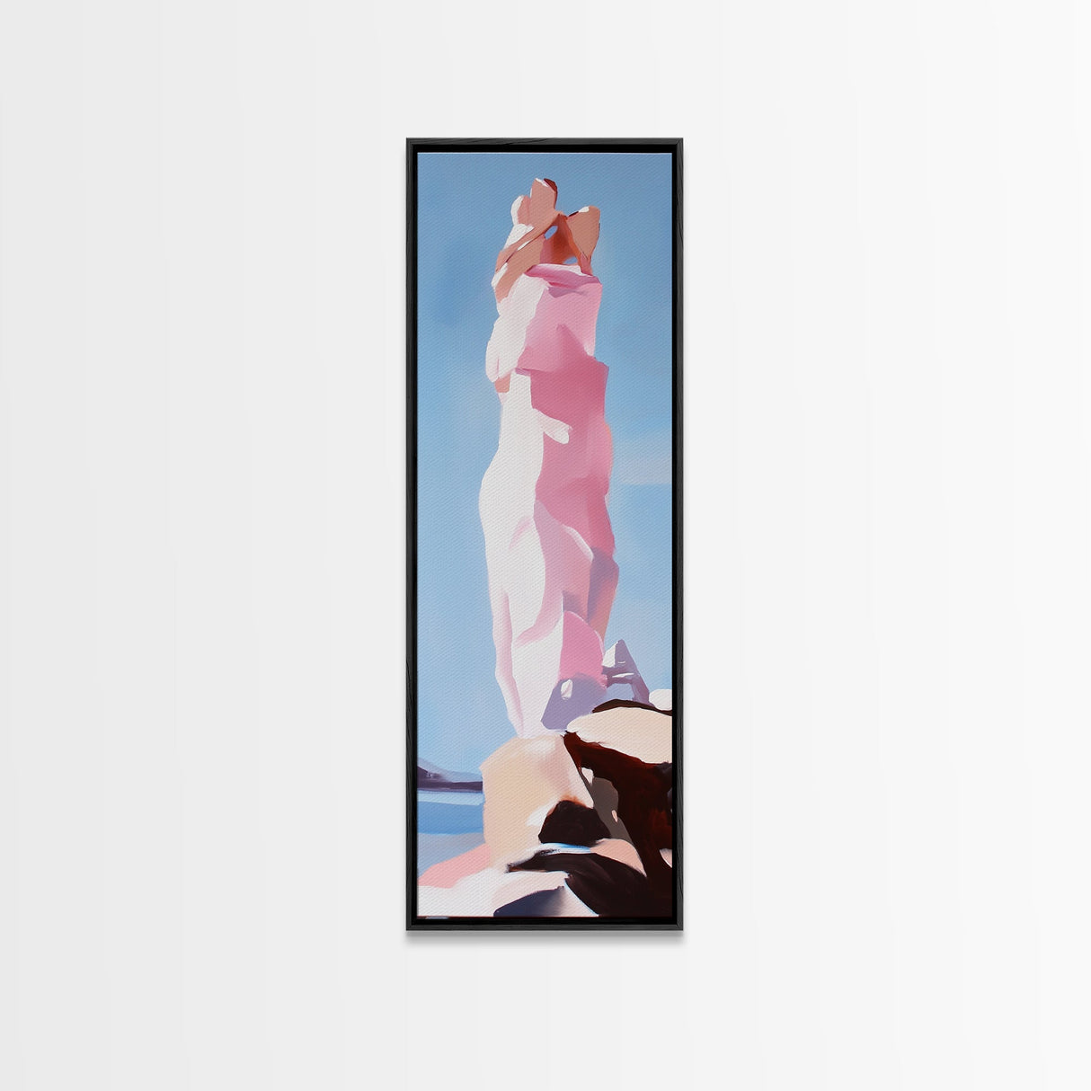 Surreal Rock Formation, Abstract Nature Art, Dreamy Landscape Painting, Minimalist Blue Sky, Office Wall Art, Canvas Print