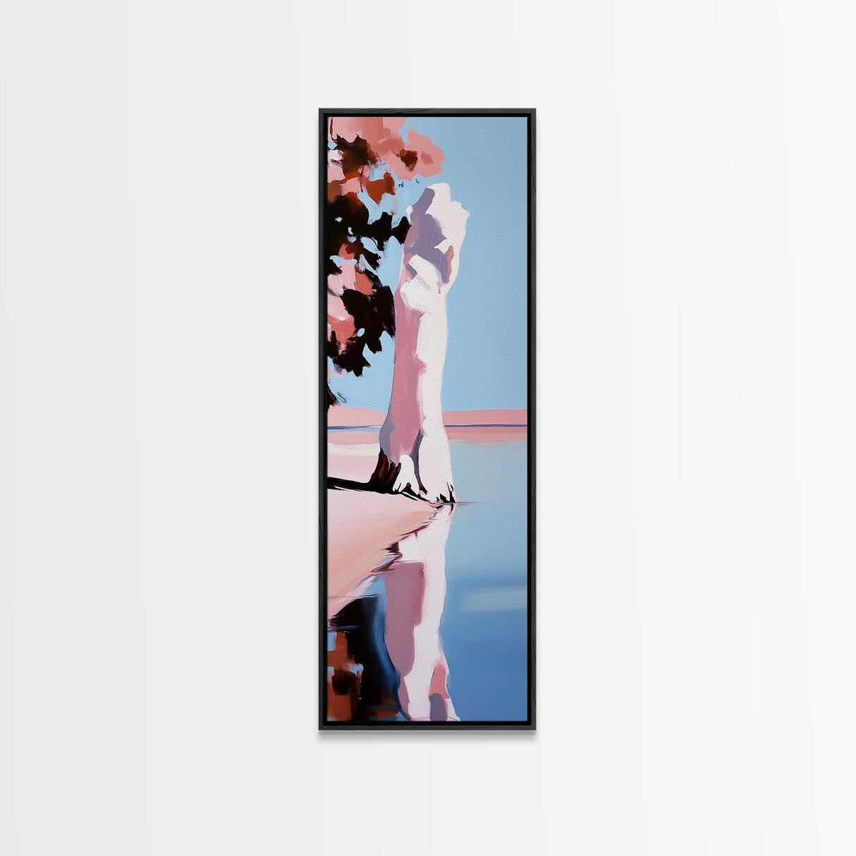 Birch Trees Painting, Reflective Water Art, Serene Landscape Decor, Modern Nature Wall Art, Lake House Aesthetic, Canvas Print