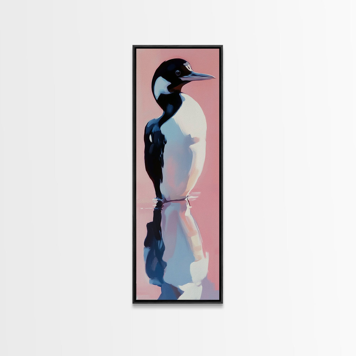 Loon, Reflections, Wildlife, Bird Art, Lake House Decor, Tranquil Wall Art, Waterfowl Painting, Framed Canvas Print