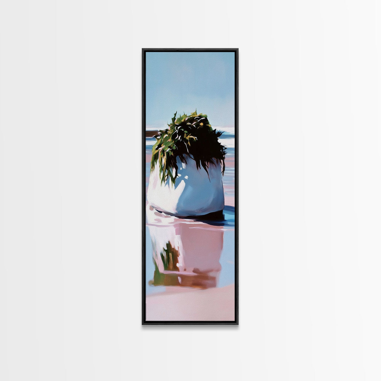 Coastal Rock, Ocean Wall Art, Minimalist Seascape, Framed Canvas Print, Abstract Beach, Contemporary Painting, Living Room Wall Art