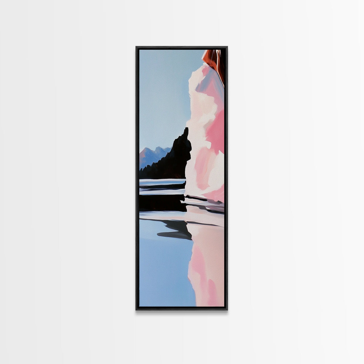 Scenic Lakeside, Moody Landscape, Framed Canvas Print, Nature Art, Soft Earthy Colors, Living Room Wall Art, Modern Minimalist