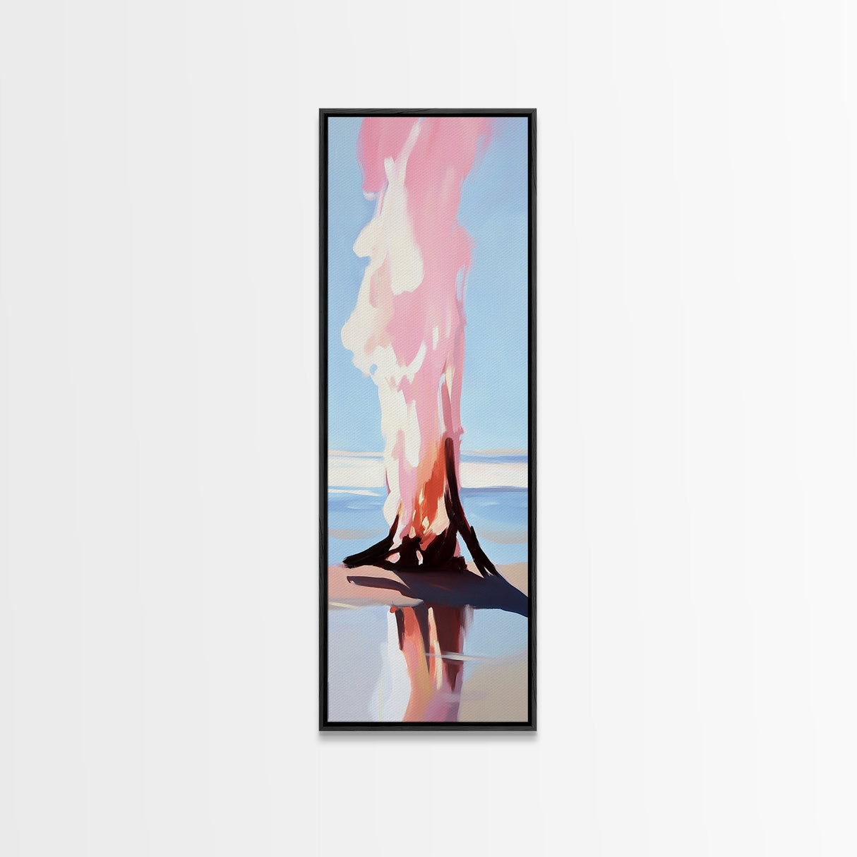 Burning Tree, Surreal Landscape Art, Abstract Nature Print, Dreamy Wall Art, Modern Home Decor, Soft Color Palette, Canvas Print