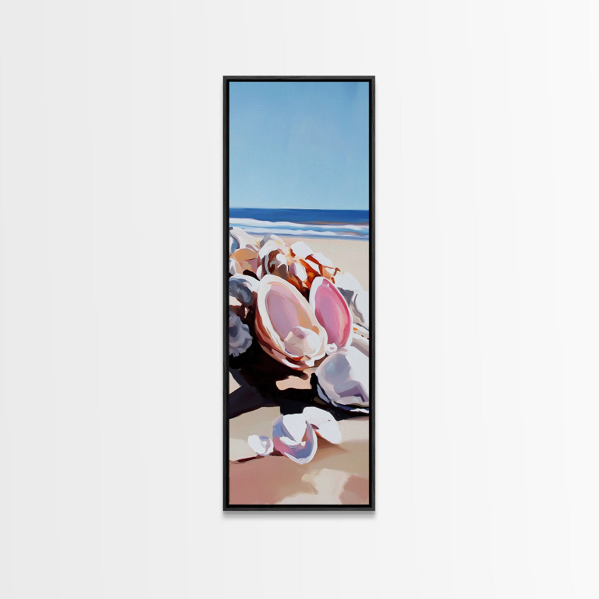 Shell Collection, Seaside Art, Beach Wall Art, Framed Canvas Print, Coastal Aesthetic, Ocean Inspired, Modern Minimalist, Living Room Decor