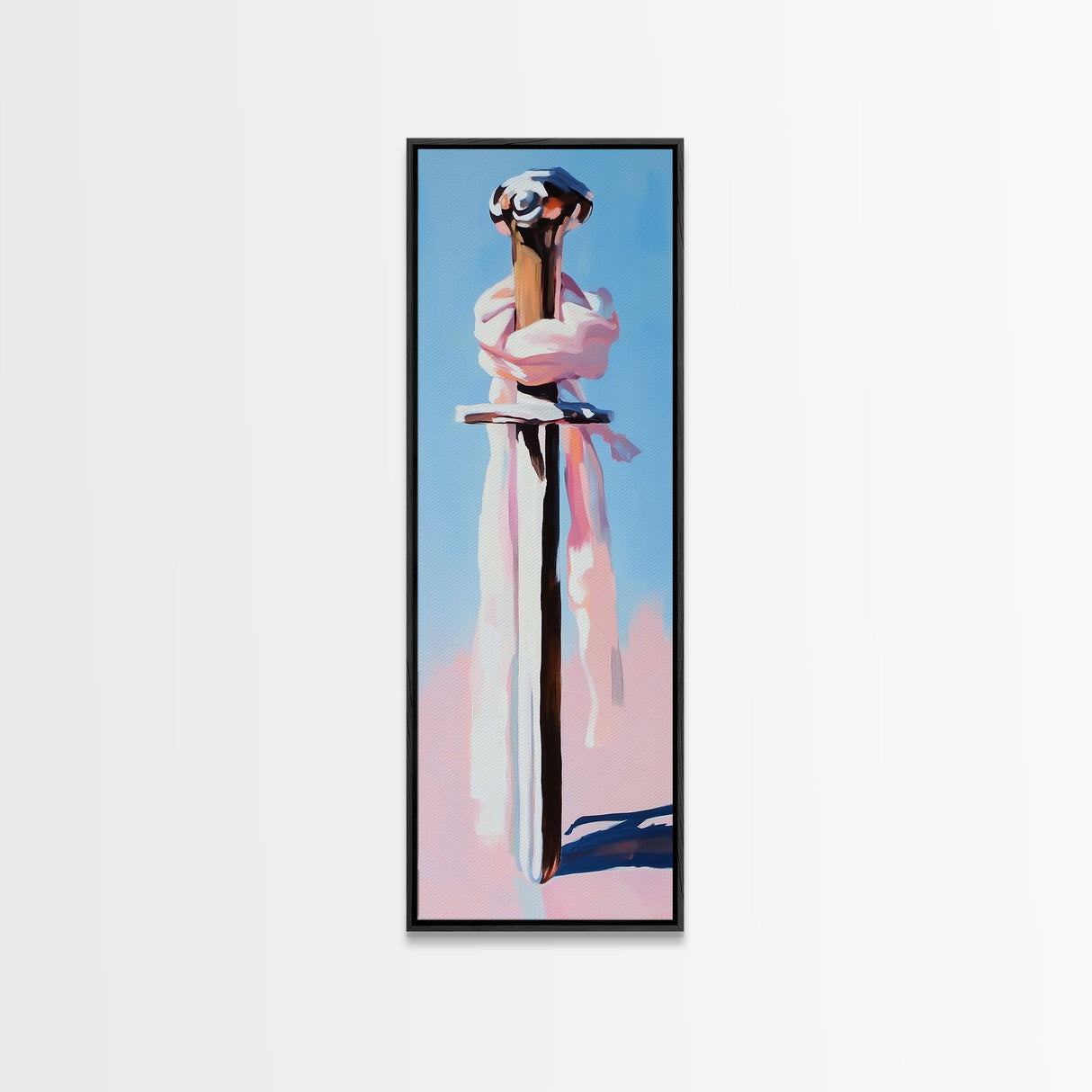 Wrapped Sword, Knight Artwork, Fantasy Wall Art, Rustic Decor, Warrior Aesthetic, Medieval Painting, Framed Canvas Print