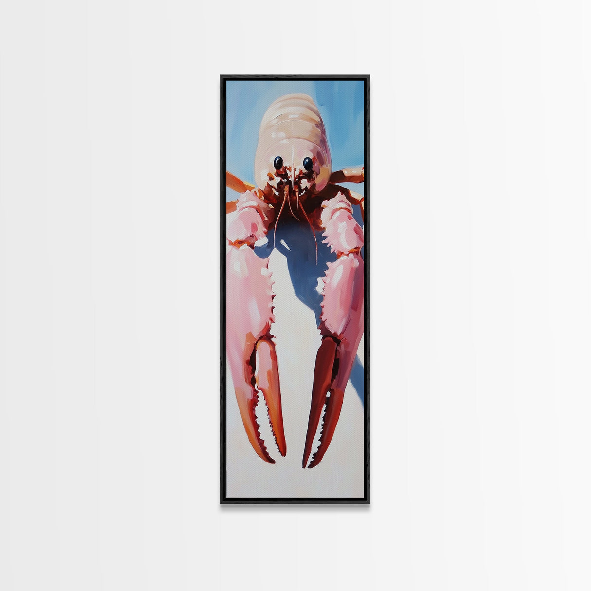 Quirky Crustacean Art, Bold Seafood Print, Coastal Decor, Framed Canvas Print, Playful Ocean Aesthetic, Kitchen Wall Art, Nautical