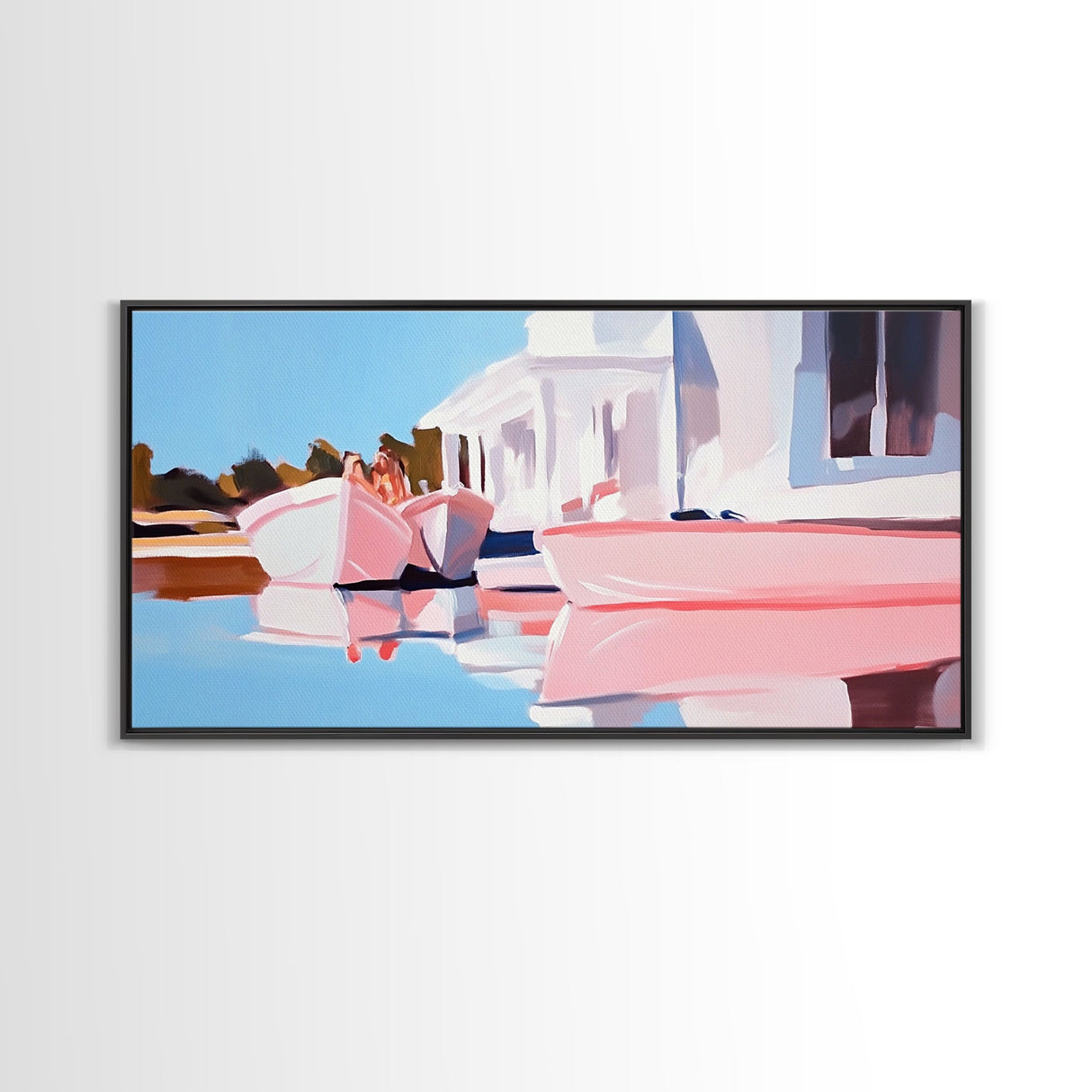 Boats Harbor, Reflection, Canvas Print, Coastal Art, Nautical Wall Art, Minimalist Home Decor, Serene Seascape, Modern Living Room Art