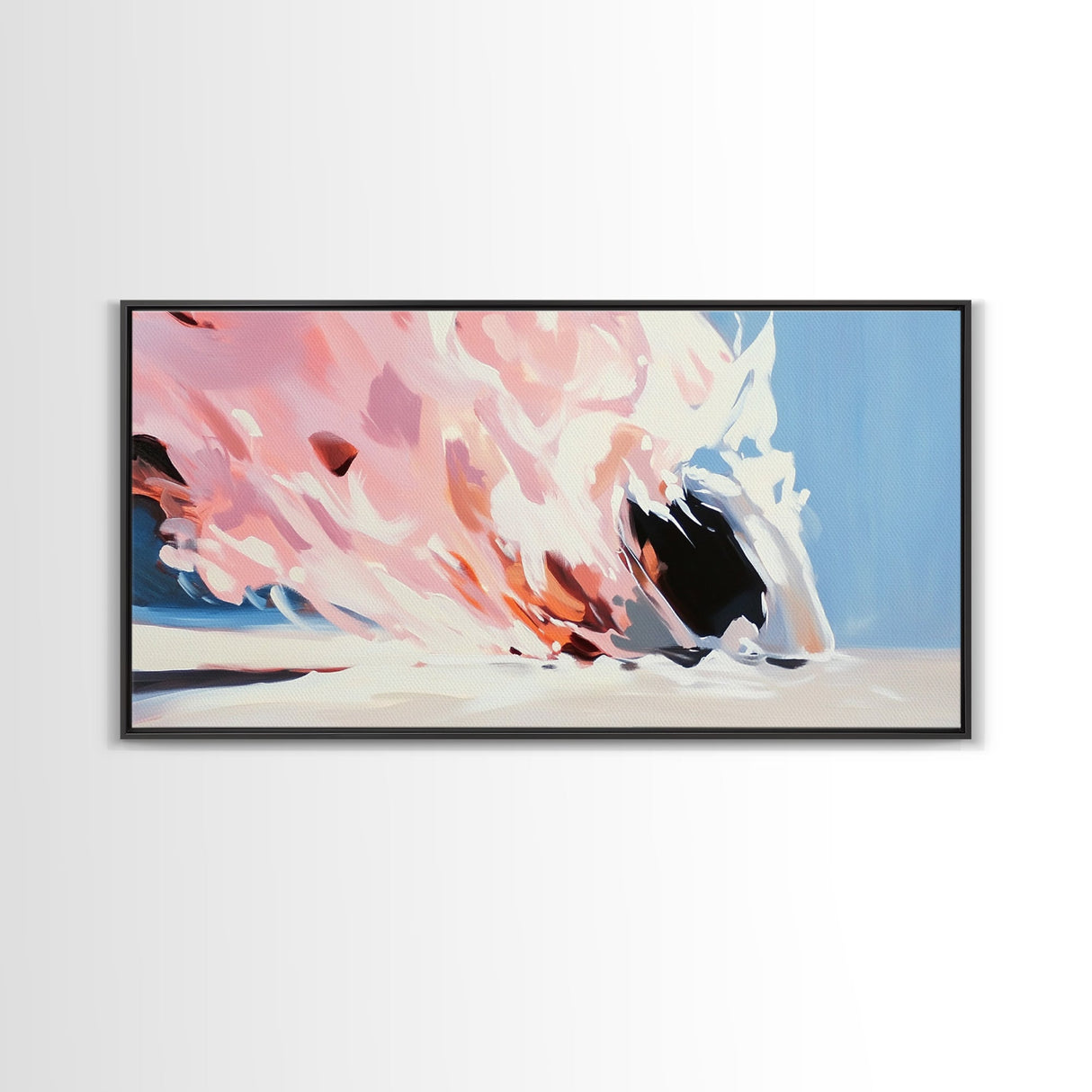 Pink Wave, Ocean Art, Abstract, Canvas Print, Coastal Wall Decor, Surreal Seascape, Beach House Accent, Modern Minimalist Style