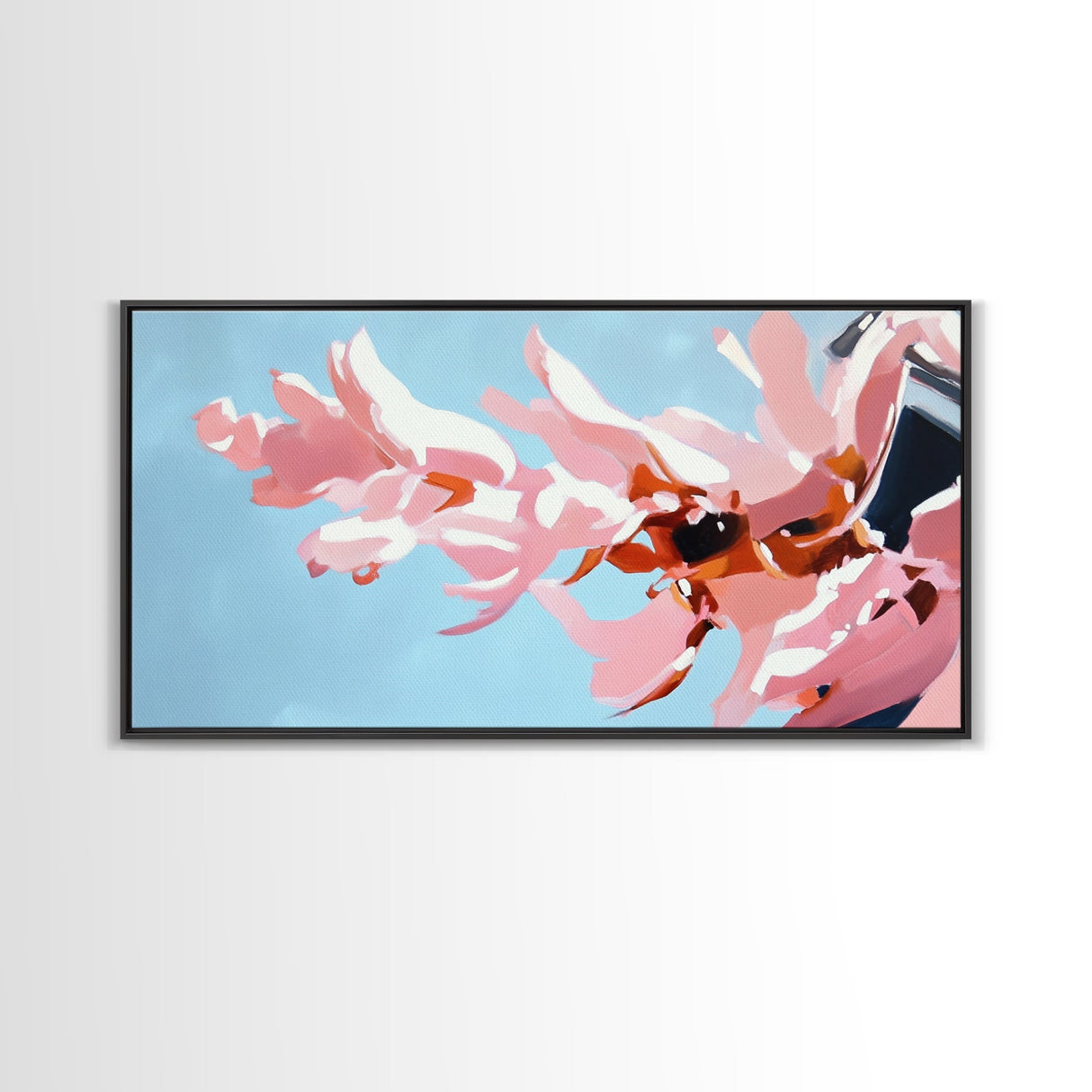 Pink Floral, Abstract Flowers, Modern Botanical, Pastel Wall Art, Minimalist Decor, Bedroom Wall Art, Framed Canvas Print, Feminine Aesthetic
