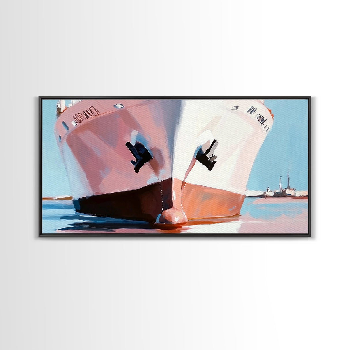 Cargo Ship, Nautical Wall Art, Coastal Decor, Modern Maritime Print, Minimalist Ocean Art, Framed Canvas Print, Office or Living Room Decor