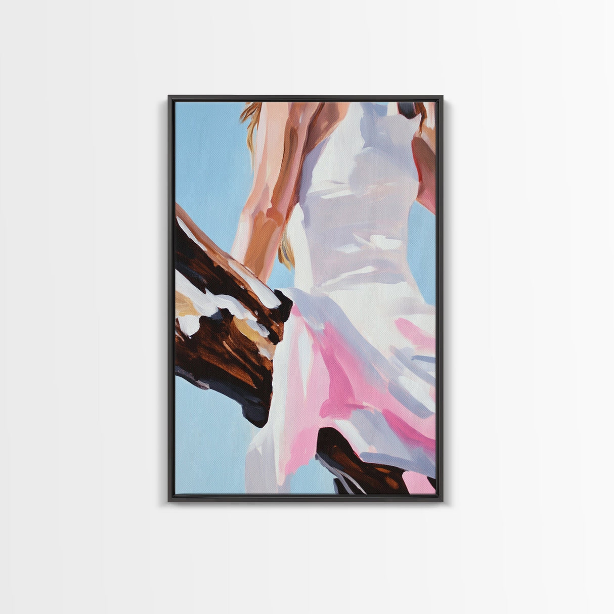 Summer Dress, Breezy Style, Feminine Art, Carefree Vibes, Romantic Aesthetic, Canvas Print, Bedroom Wall Art, Modern Fashion Painting