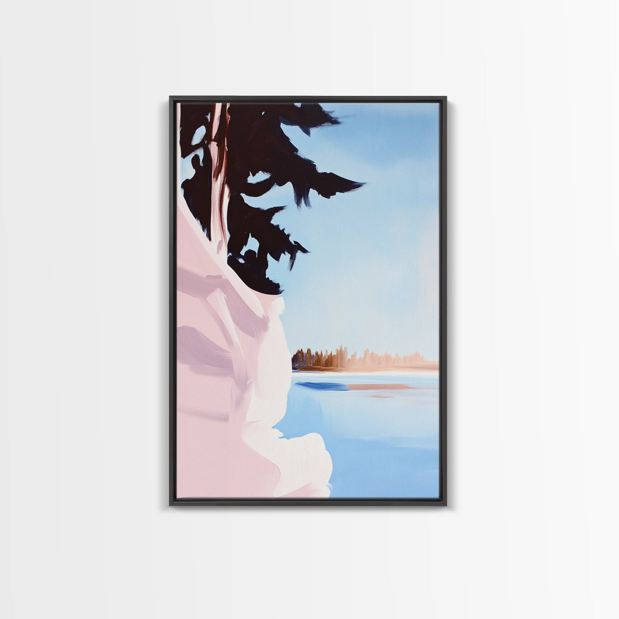 Forest Edge, Serene, Minimalist Landscape, Scandinavian Art, Nature Lover Gift, Tranquil Lake Scene, Pastel Colors, Canvas Print