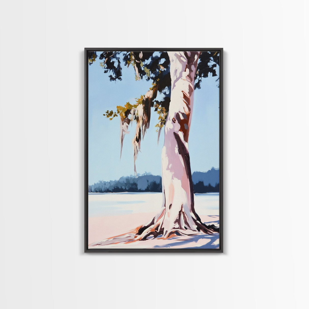 Rustic Tree Painting, Nature Wall Art, Moody Landscape, Framed Canvas Print, Neutral Tones, Boho Art, Living Room Wall Art, Farmhouse Decor
