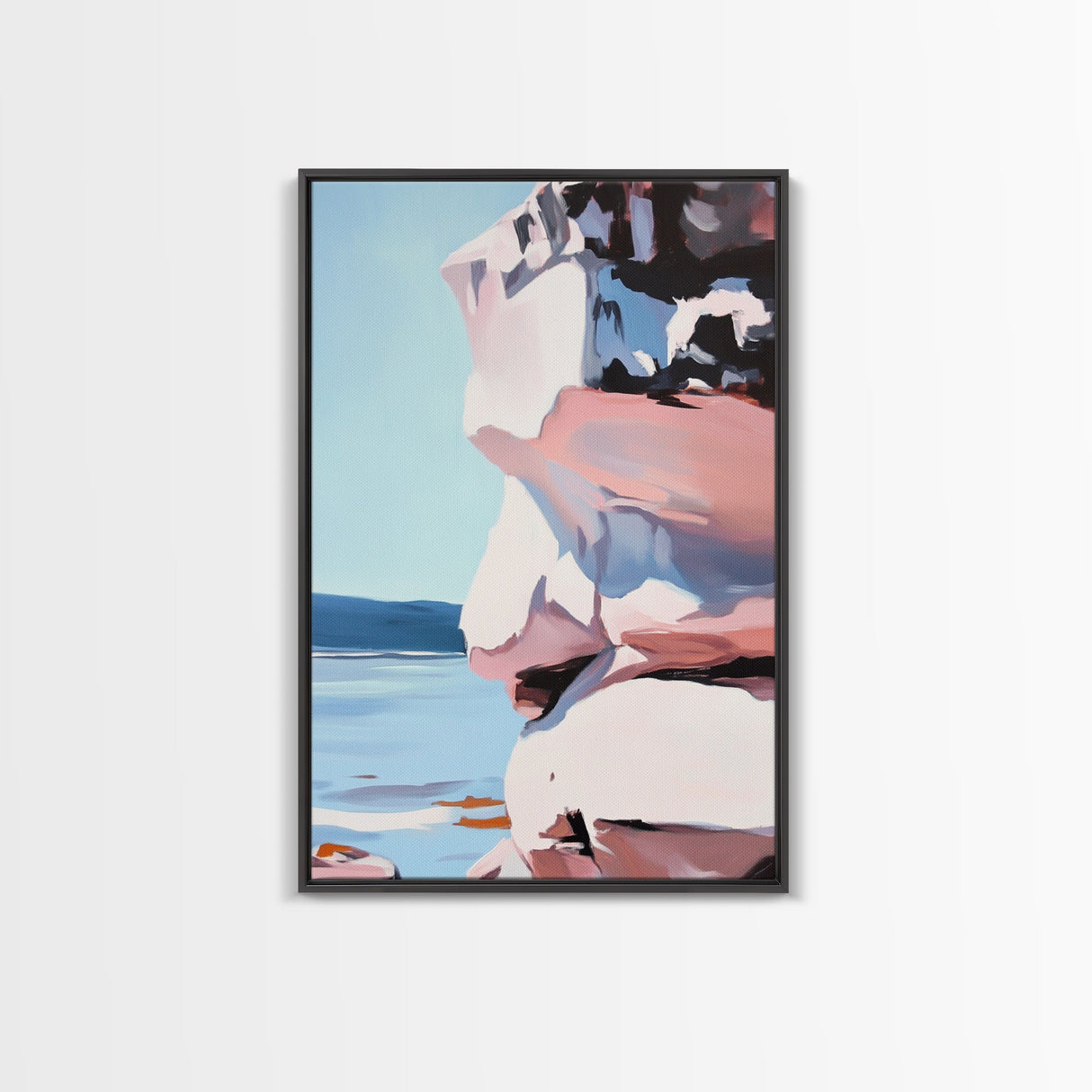 Coastal Cliffs, Ocean Wall Art, Beach House Decor, Abstract Seascape, Modern Coastal, Framed Canvas Print, Nautical Wall Art