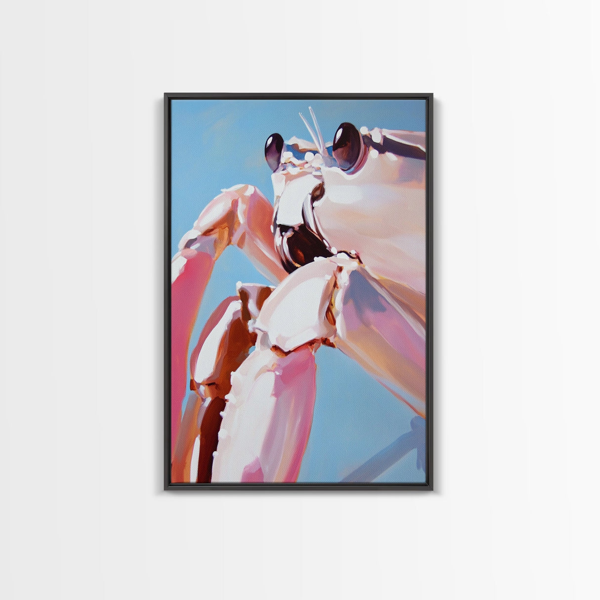 Pink Crab, Coastal Wildlife, Nautical Art, Canvas Print, Unique Ocean Art, Modern Home Decor, Beach House Artwork, Minimalist Design
