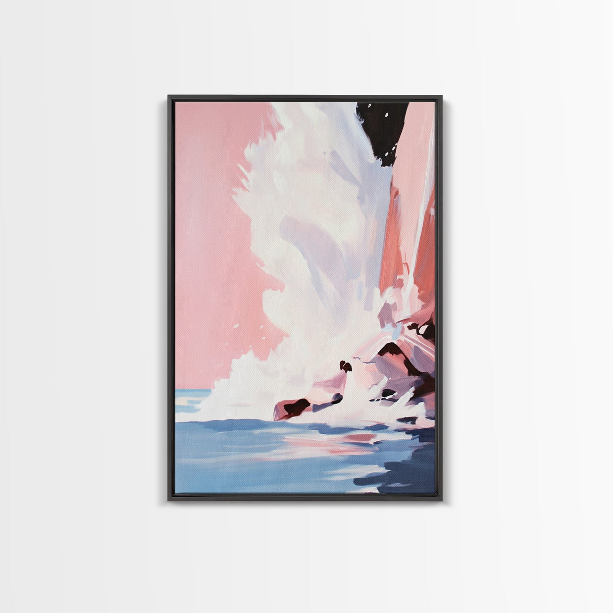 Ocean Wave, Splash Art, Abstract Beach, Coastal Wall Art, Framed Canvas Print, Watercolor Style, Living Room Decor, Nautical Art