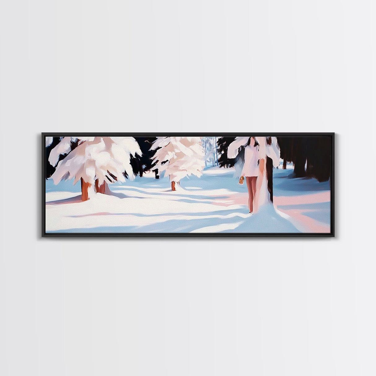 Snowy Forest, Winter Scene, Tranquil Beauty, Framed Canvas Print, Cozy Wall Art, Christmas Home Decor, Minimalist Winter Artwork