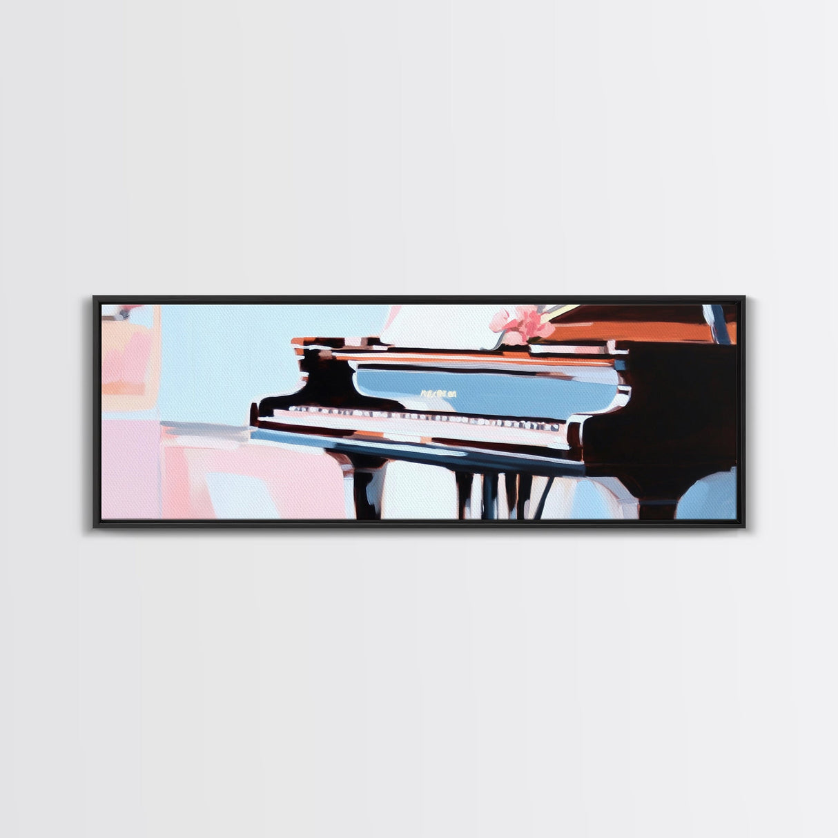 Grand Piano, Music Lover Gift, Classical Music Art, Elegant Interior, Framed Canvas Print, Minimalist Home Office Decor
