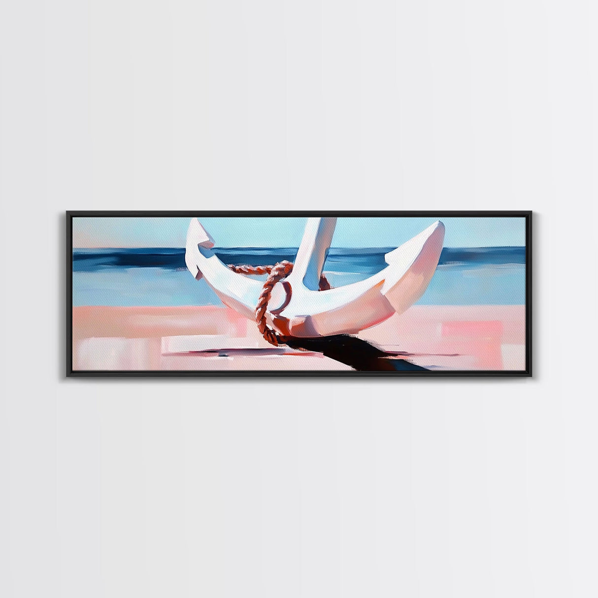 Nautical Anchor, Beach House Art, Coastal Decor, Framed Canvas Print, Ocean Wall Art, Minimalist Seascape, Sailor Aesthetic, Living Room