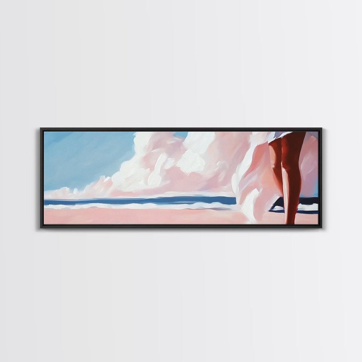 Sunset Glow, Pastel Sky, Tranquil Ocean, Soft Horizon, Canvas Print, Dreamy Beach Scene, Boho Aesthetic, Living Room Wall Art