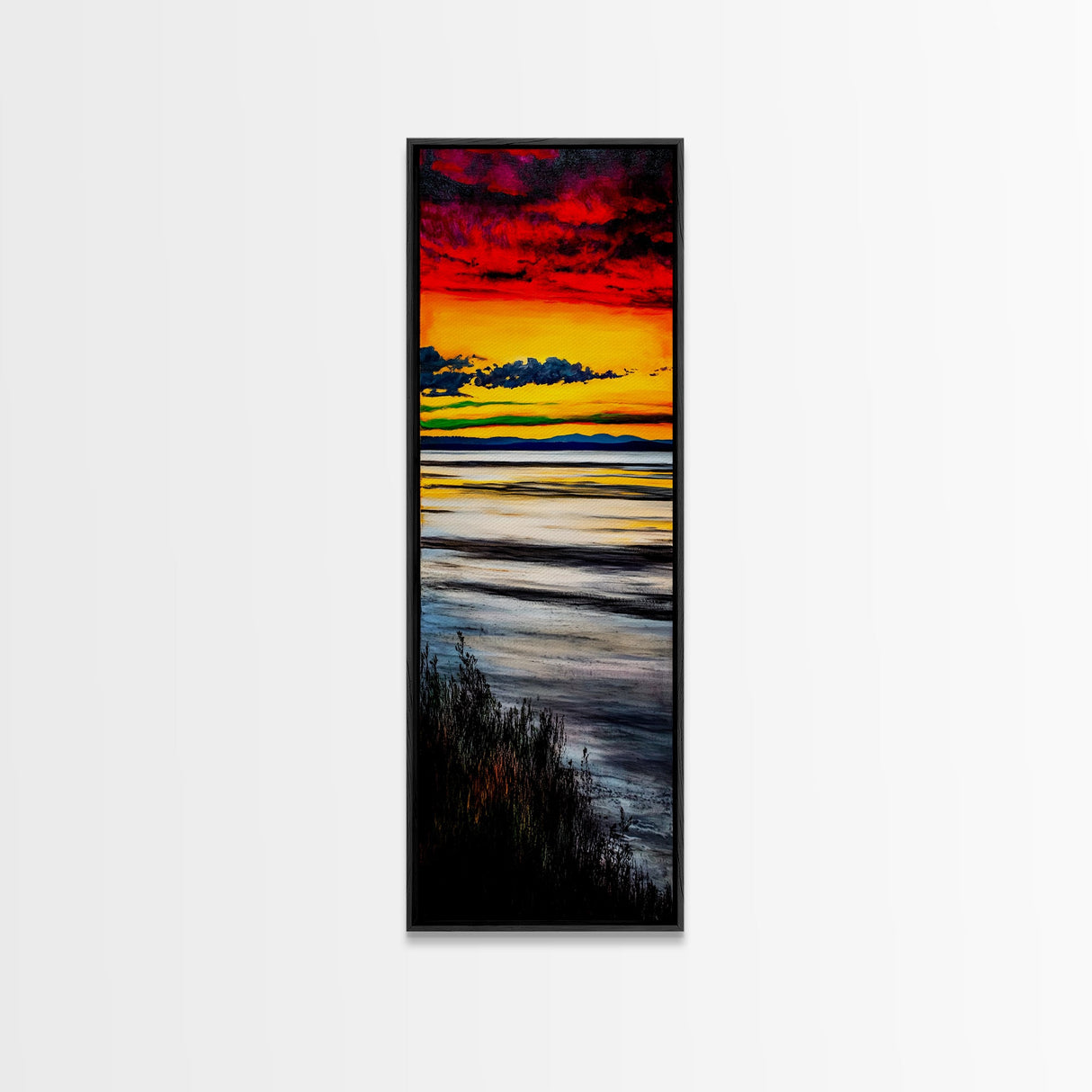 Vibrant Sunset, Coastal Scene, Ocean View, Canvas Print, Beach House Wall Art, Warm Tones, Living Room Decor, Abstract Nature Art