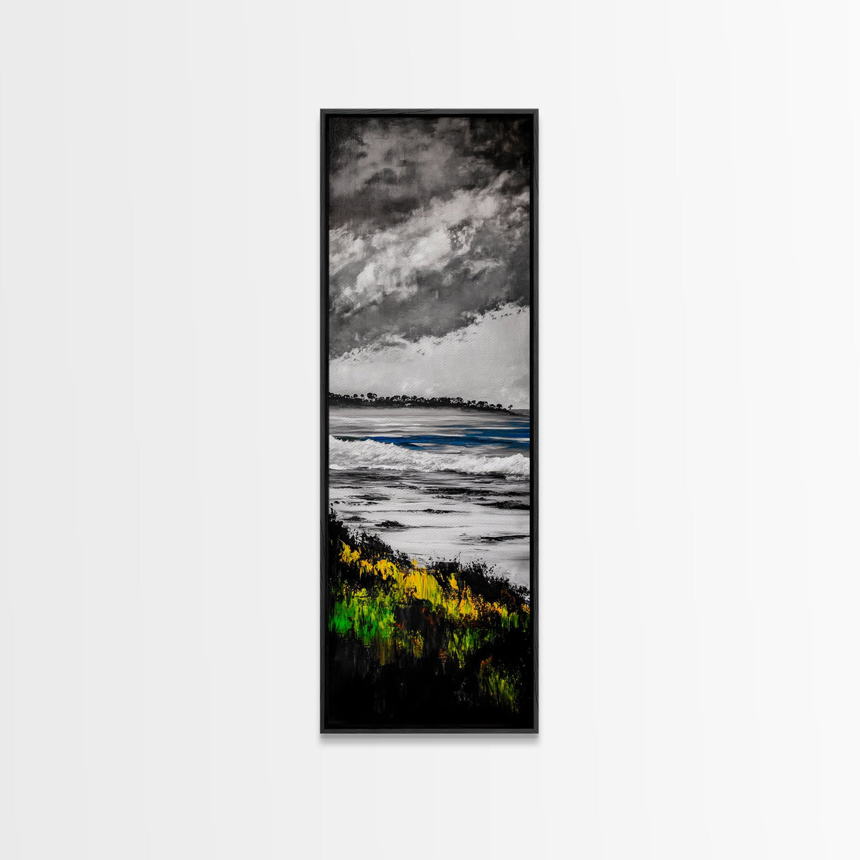 Coastal Horizon, Abstract Seascape Painting, Beach Wall Art, Framed Canvas Print, Office Decor, Ocean Waves Artwork, Living Room Art