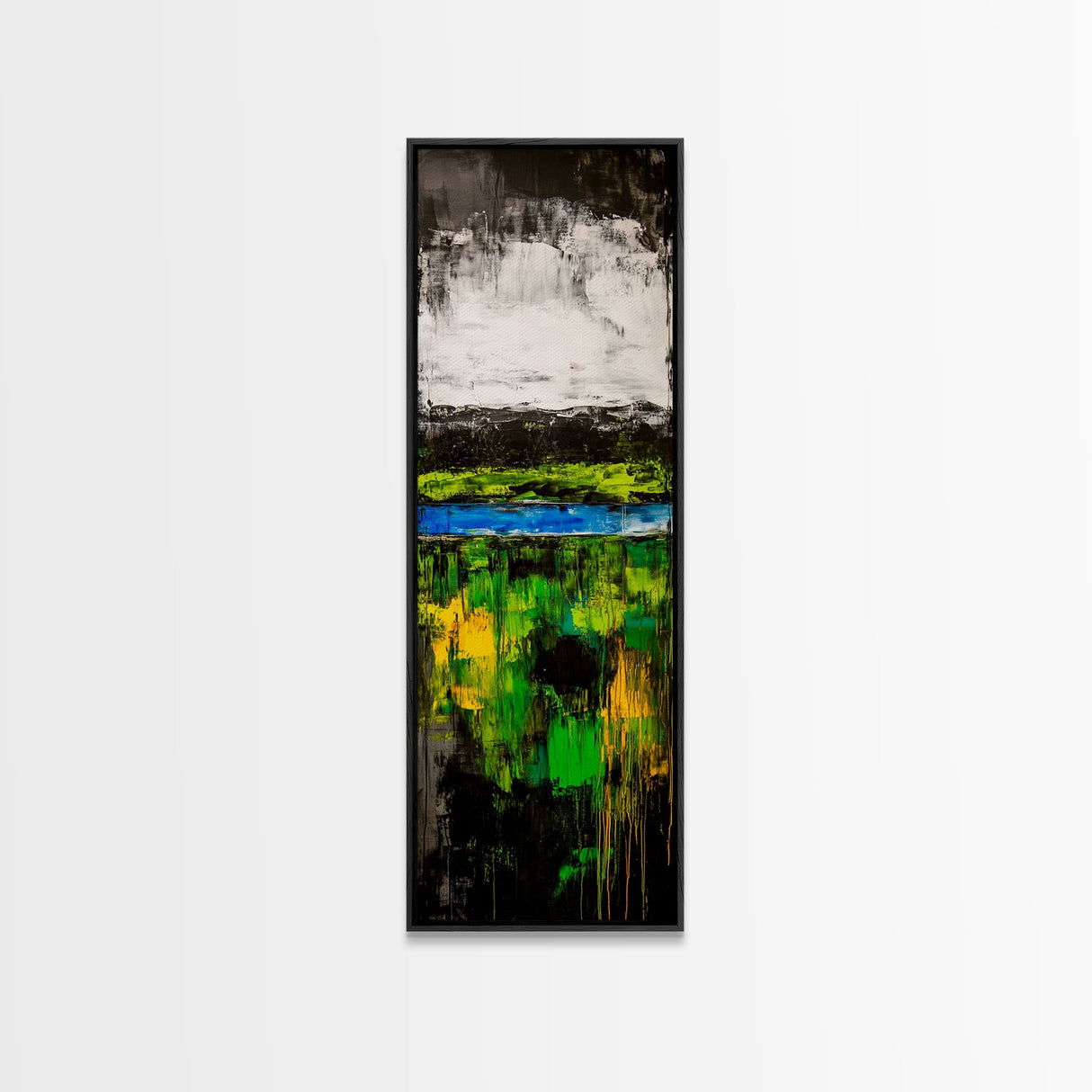 Abstract Landscape, Green Blue Art, Modern Wall Art, Framed Canvas Print, Office Decor, Large Artwork, Living Room Art, Minimalist Art