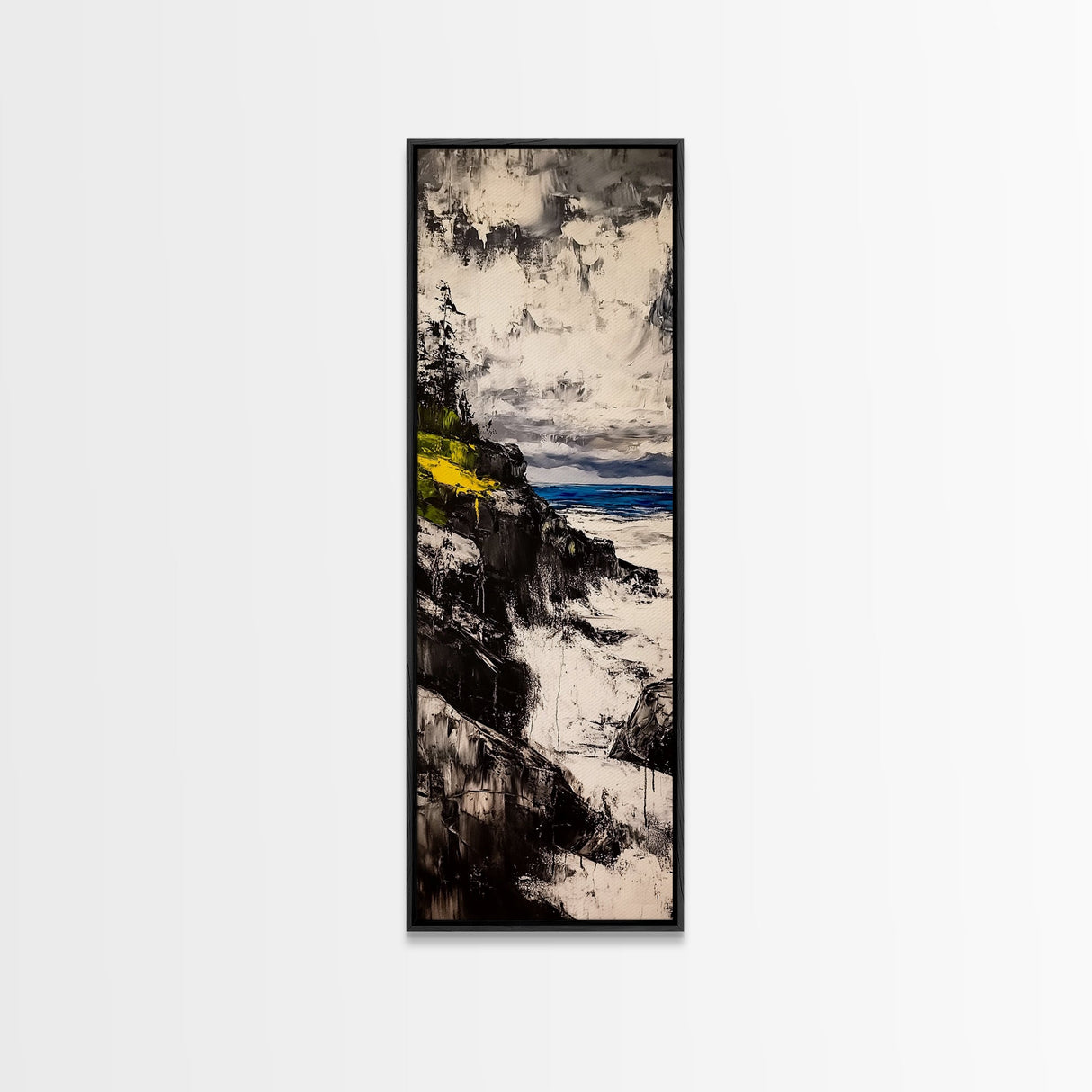 Coastal Cliff, Ocean Waves, Moody Seascape, Nautical Wall Art, Canvas Print, Beach House Decor, Modern Landscape, Living Room Art